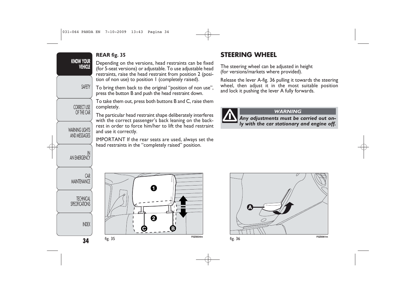 FIAT Panda Classic User Manual | Page 35 / 226