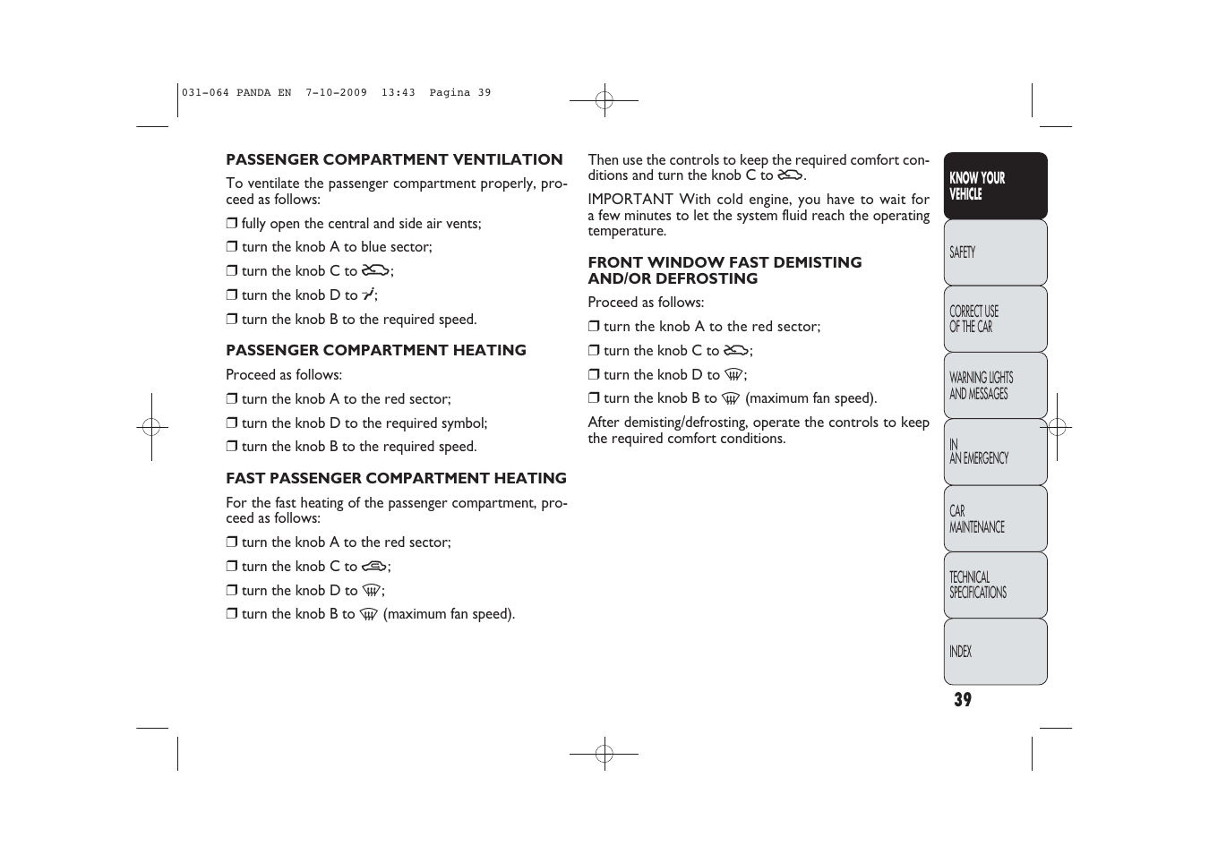 FIAT Panda Classic User Manual | Page 40 / 226