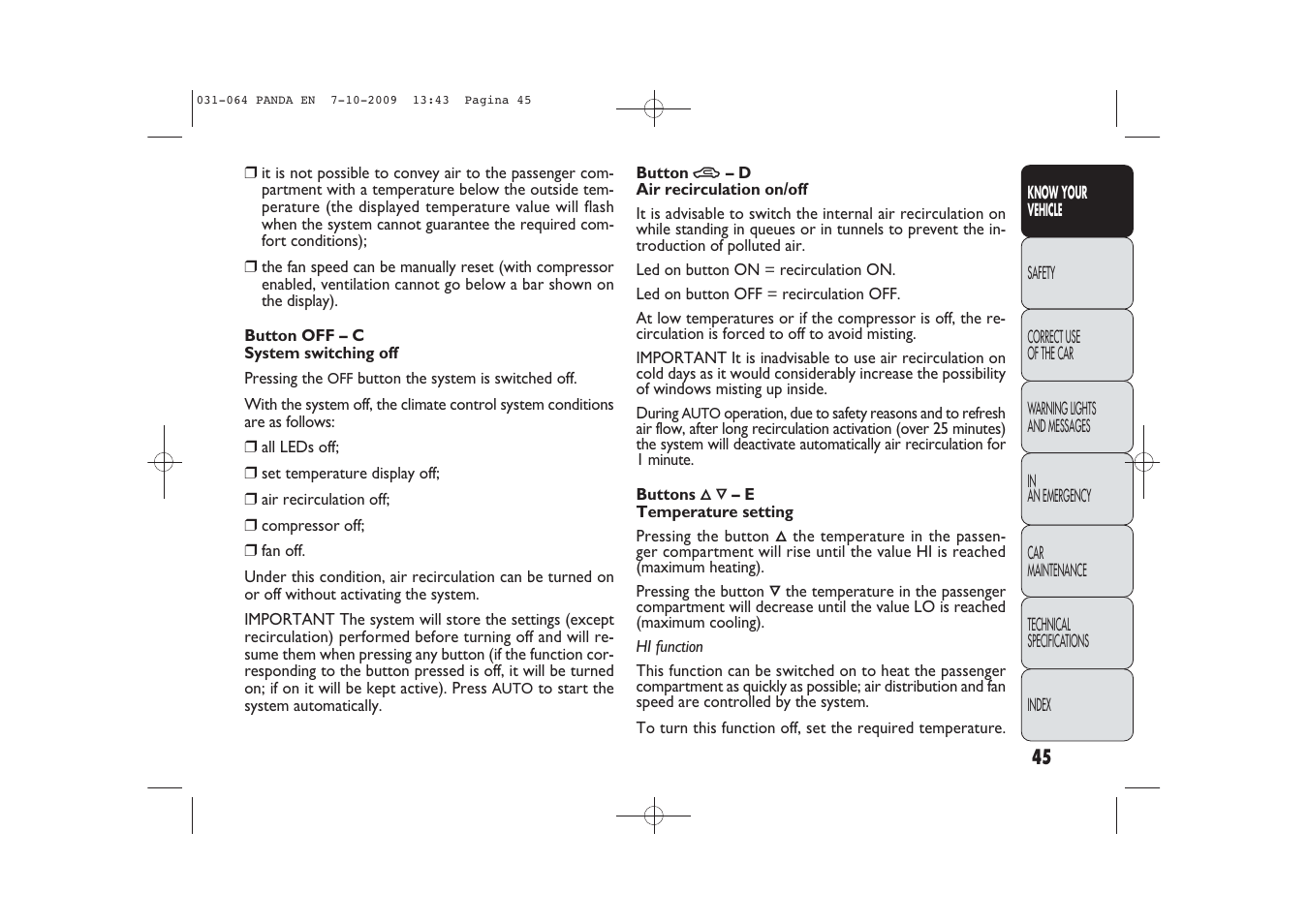 FIAT Panda Classic User Manual | Page 46 / 226