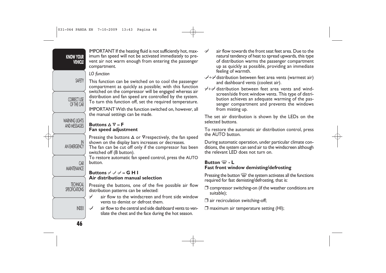 FIAT Panda Classic User Manual | Page 47 / 226