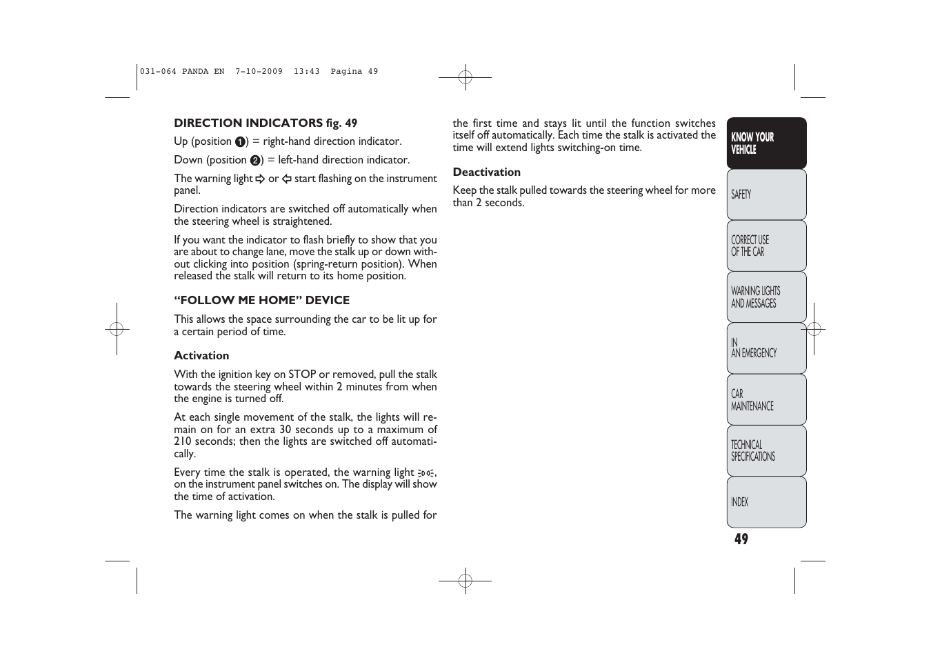 FIAT Panda Classic User Manual | Page 50 / 226