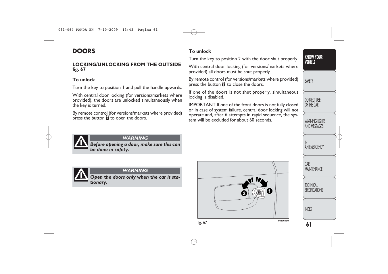 FIAT Panda Classic User Manual | Page 62 / 226
