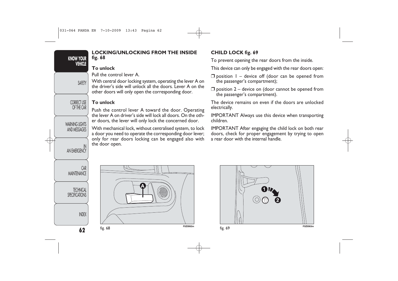 FIAT Panda Classic User Manual | Page 63 / 226