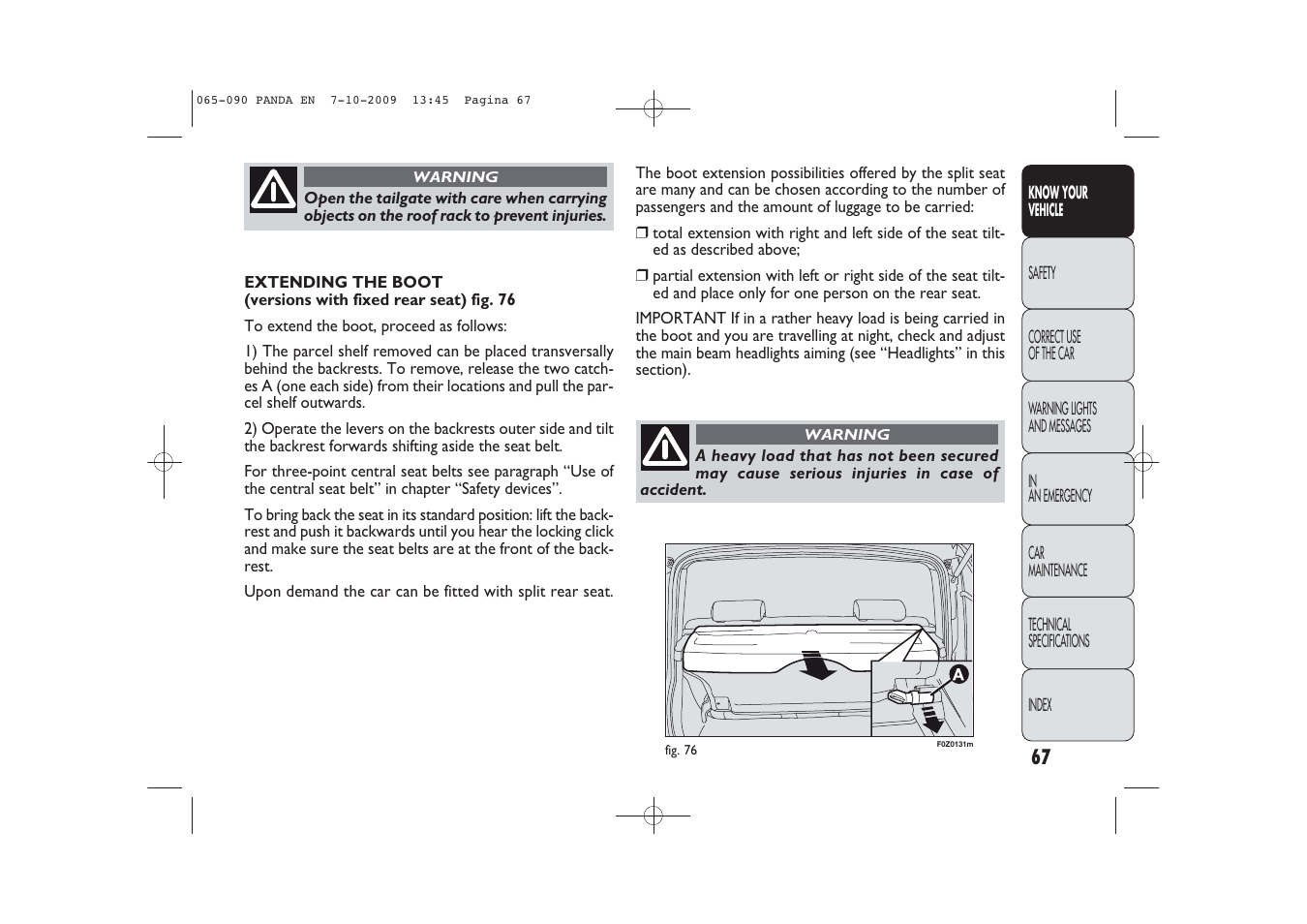 FIAT Panda Classic User Manual | Page 68 / 226