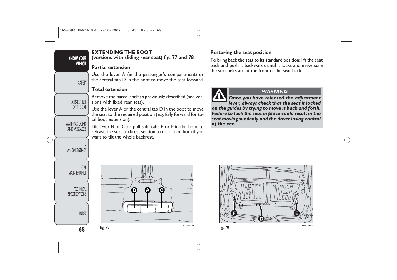 FIAT Panda Classic User Manual | Page 69 / 226