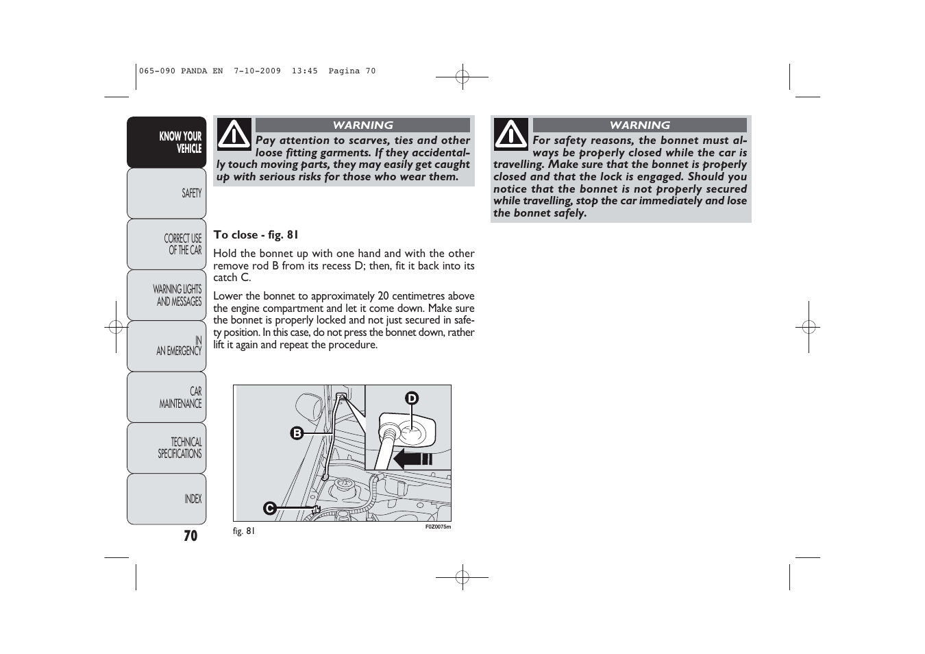 FIAT Panda Classic User Manual | Page 71 / 226