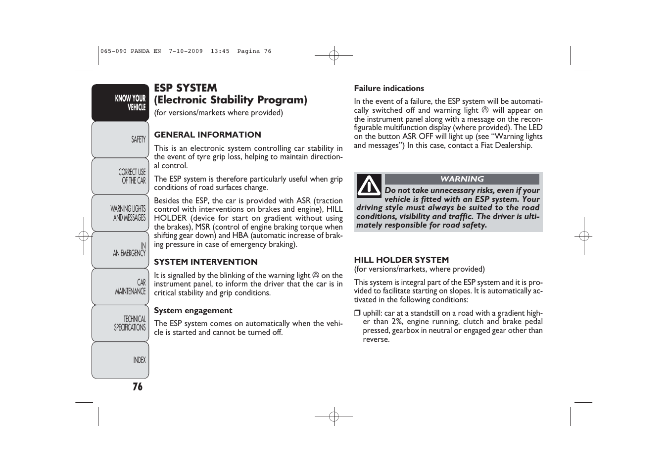 FIAT Panda Classic User Manual | Page 77 / 226