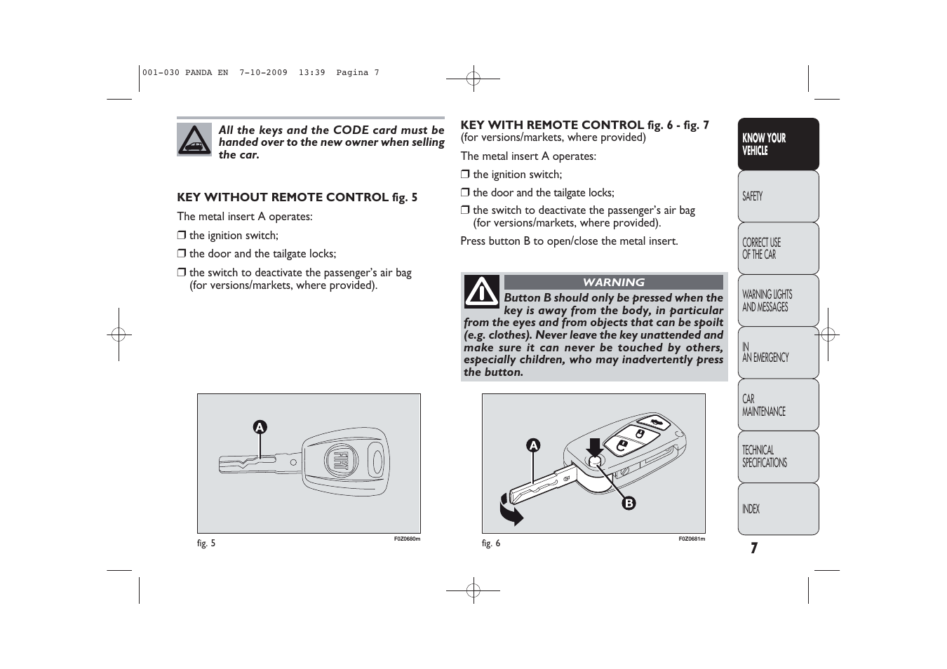 FIAT Panda Classic User Manual | Page 8 / 226