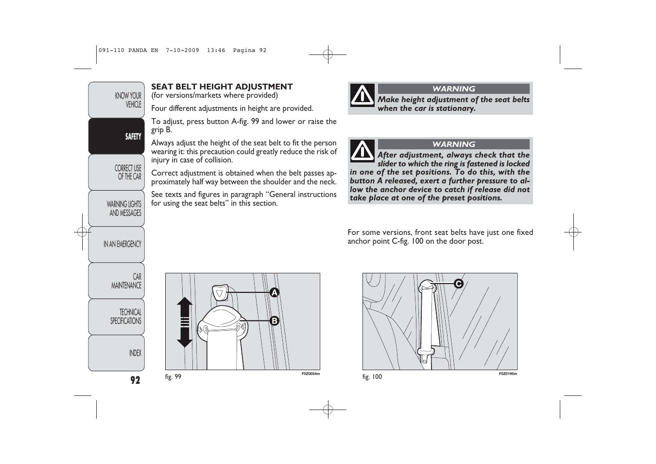 FIAT Panda Classic User Manual | Page 93 / 226