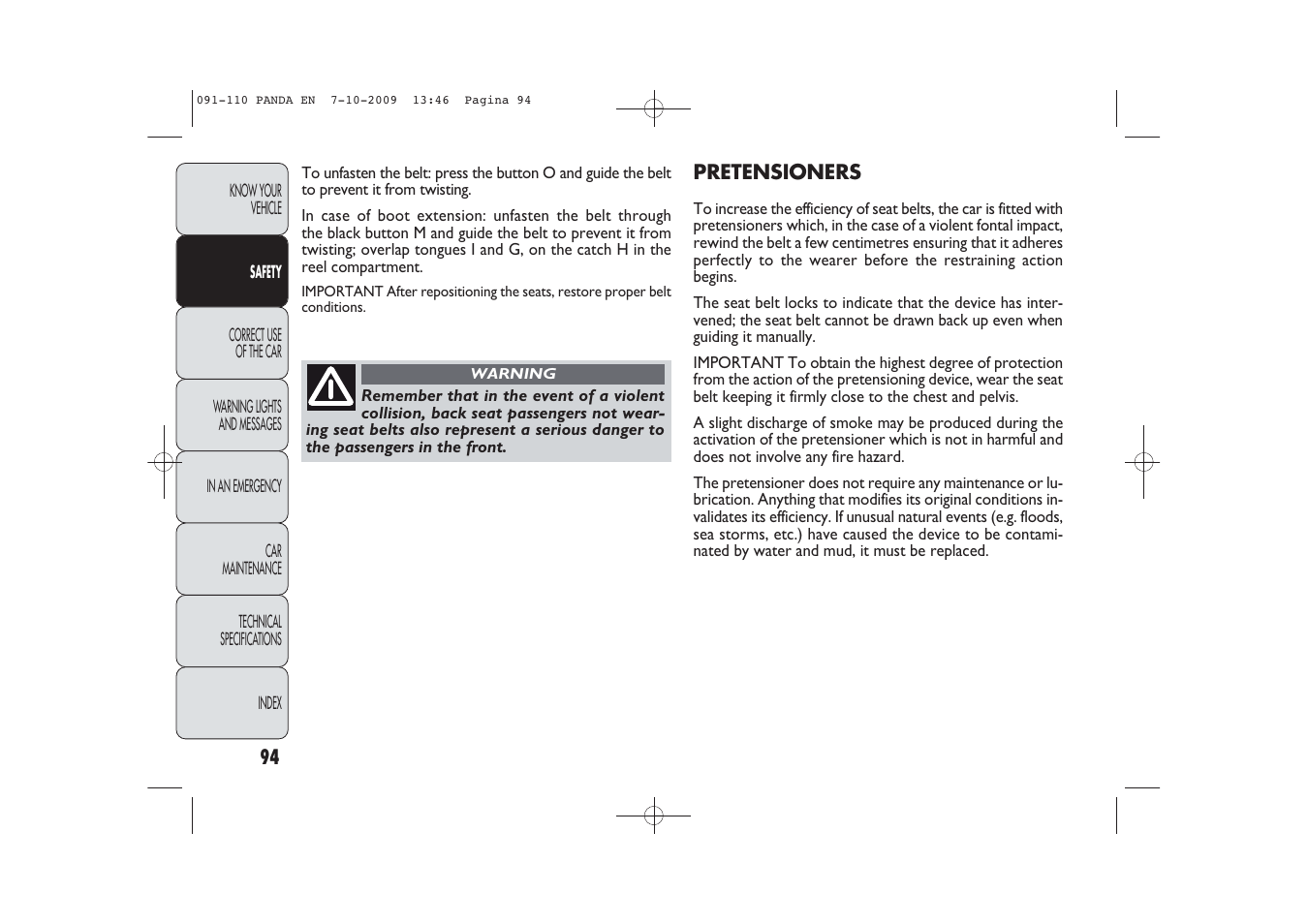 FIAT Panda Classic User Manual | Page 95 / 226