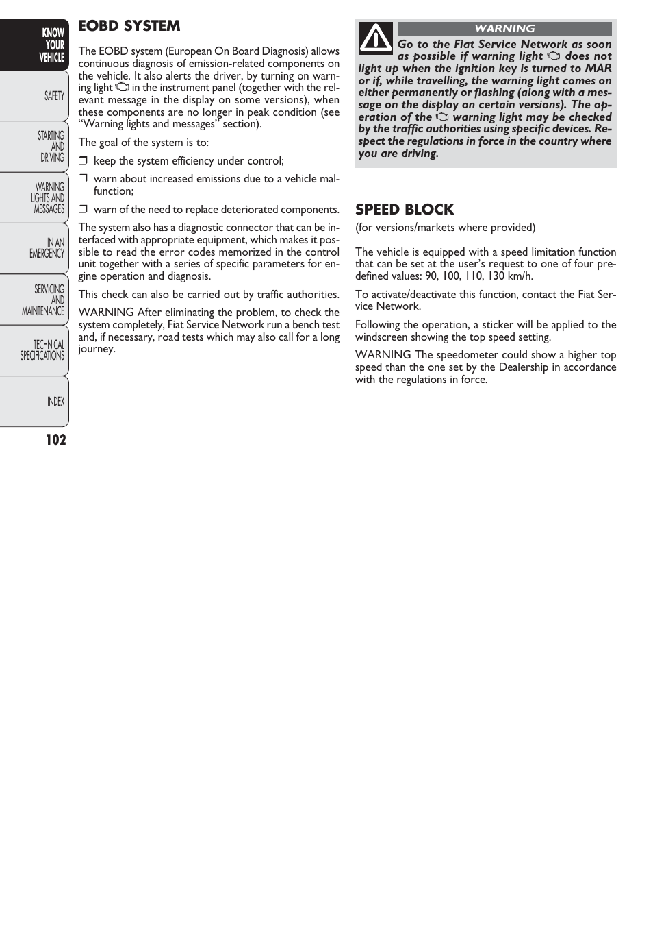 FIAT Nuovo Doblo' Panorama User Manual | Page 103 / 274