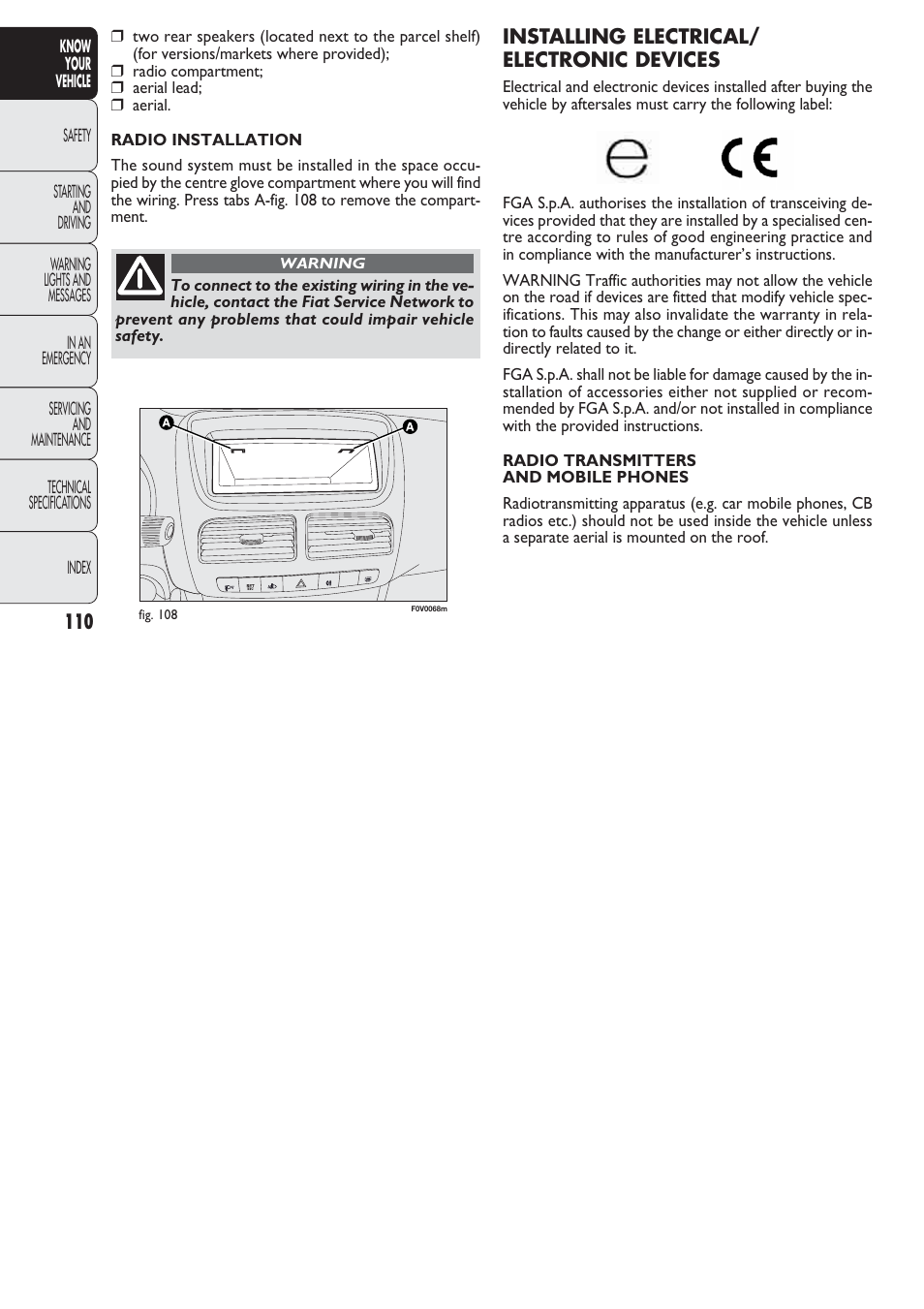 FIAT Nuovo Doblo' Panorama User Manual | Page 111 / 274