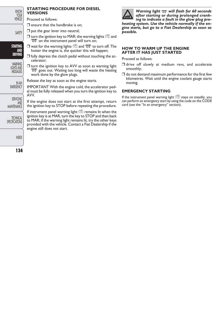 FIAT Nuovo Doblo' Panorama User Manual | Page 135 / 274