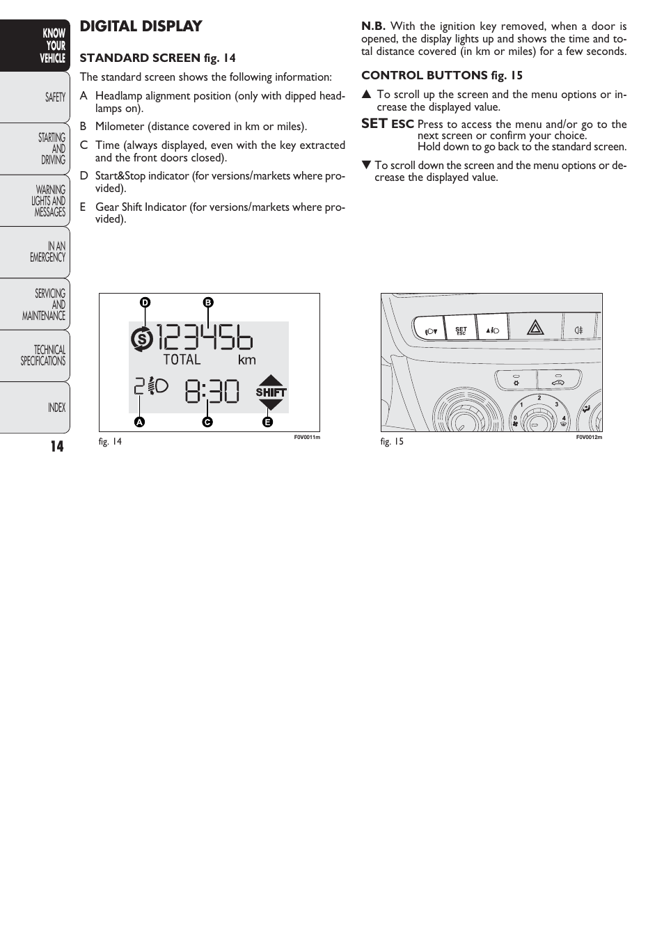 FIAT Nuovo Doblo' Panorama User Manual | Page 15 / 274