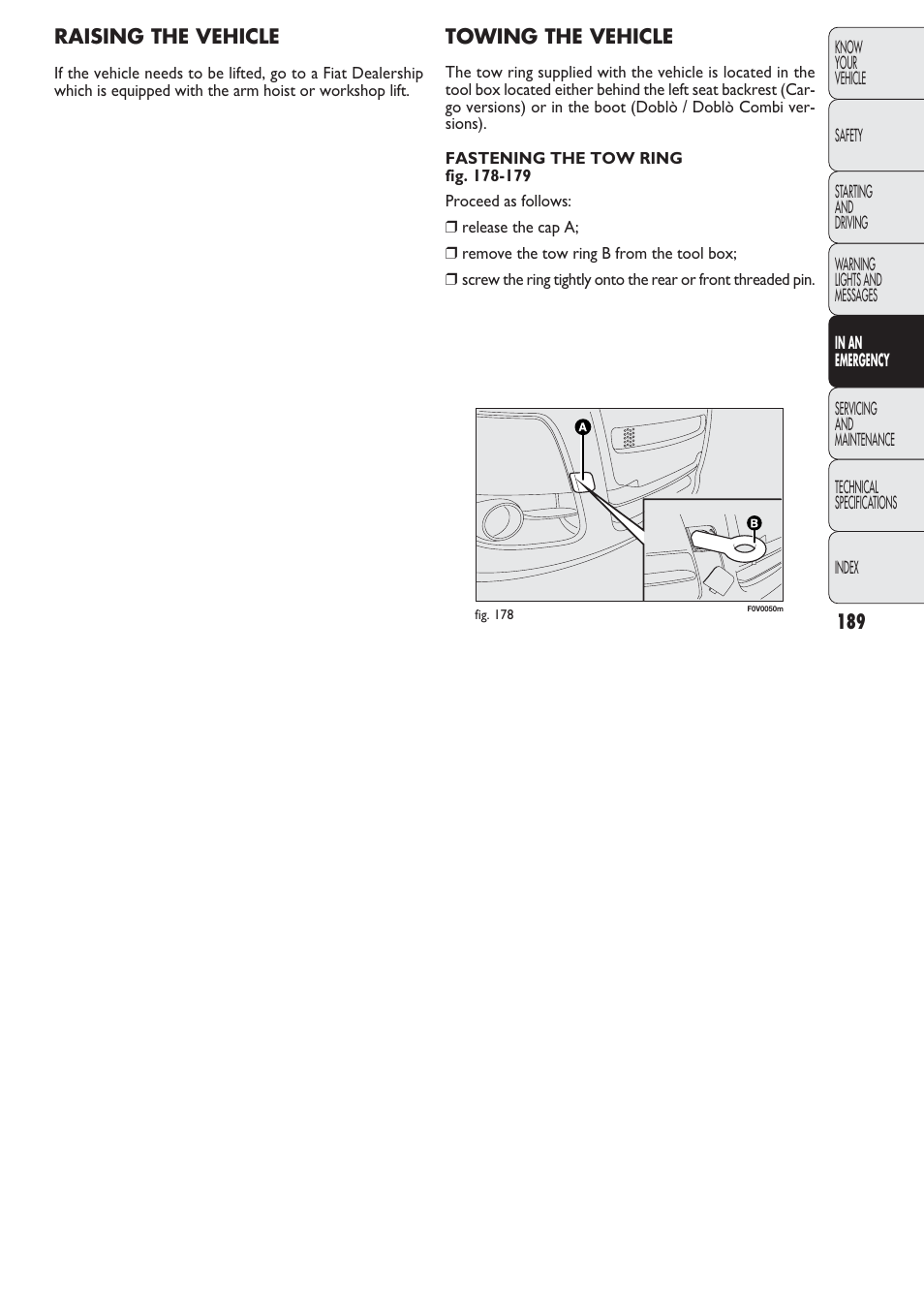 FIAT Nuovo Doblo' Panorama User Manual | Page 190 / 274