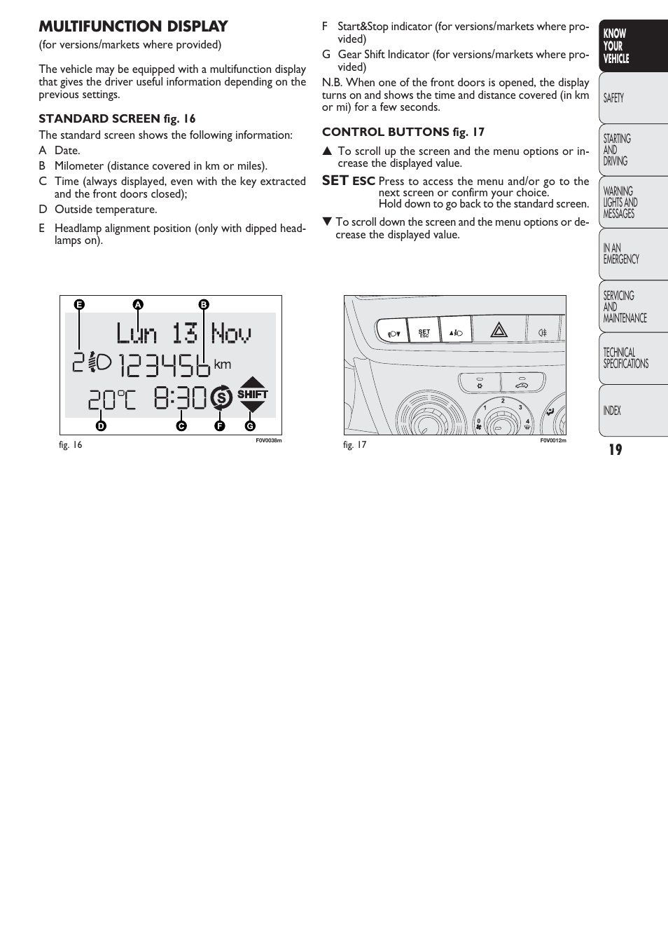 FIAT Nuovo Doblo' Panorama User Manual | Page 20 / 274