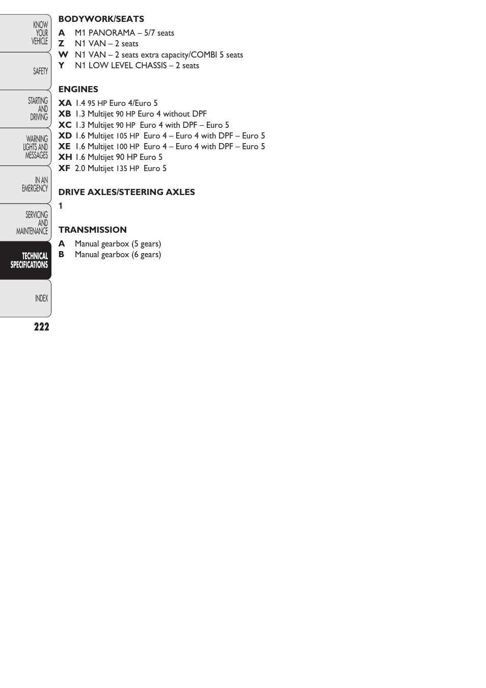 FIAT Nuovo Doblo' Panorama User Manual | Page 223 / 274