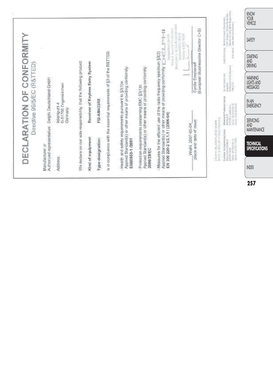 FIAT Nuovo Doblo' Panorama User Manual | Page 258 / 274