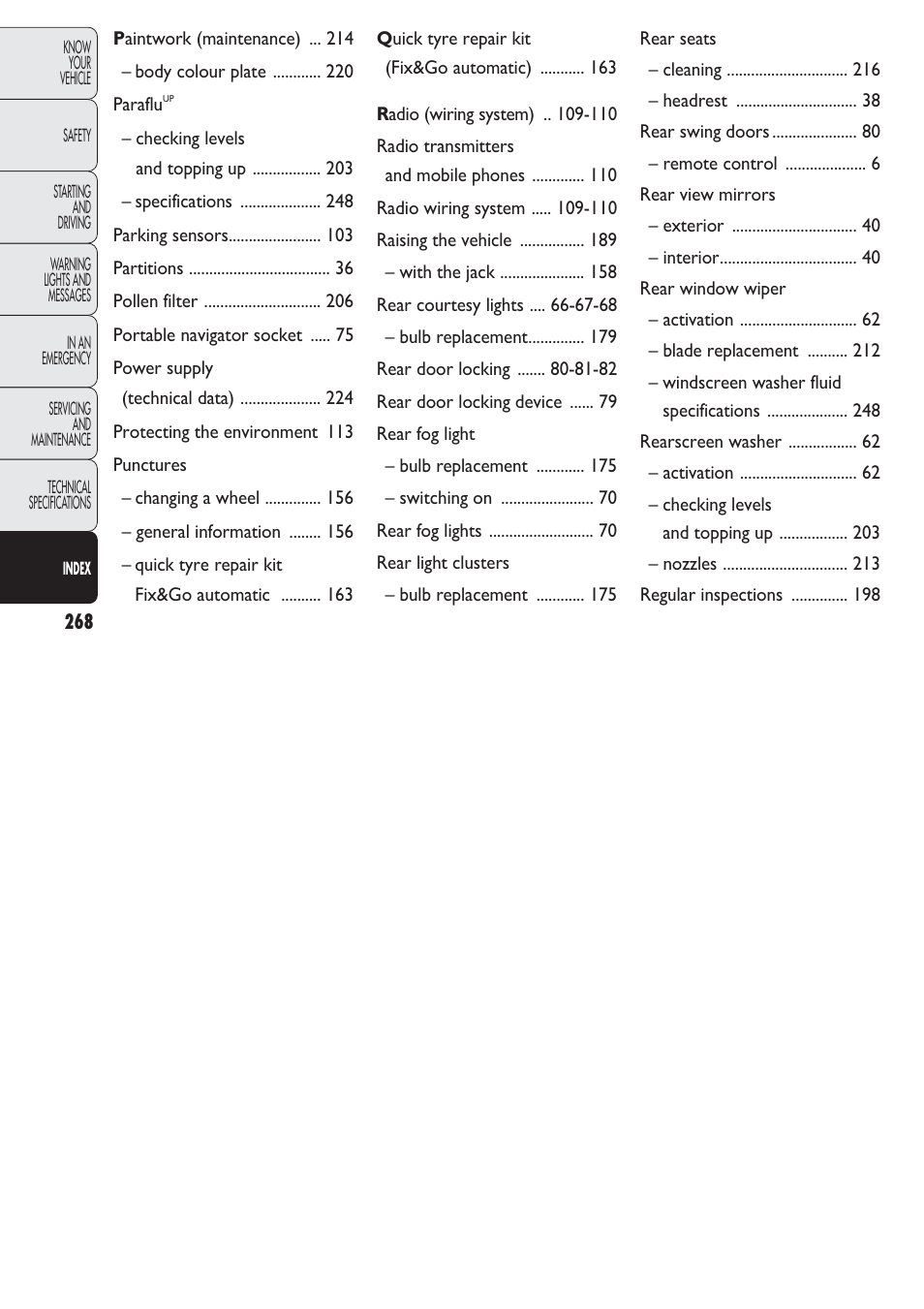 FIAT Nuovo Doblo' Panorama User Manual | Page 269 / 274