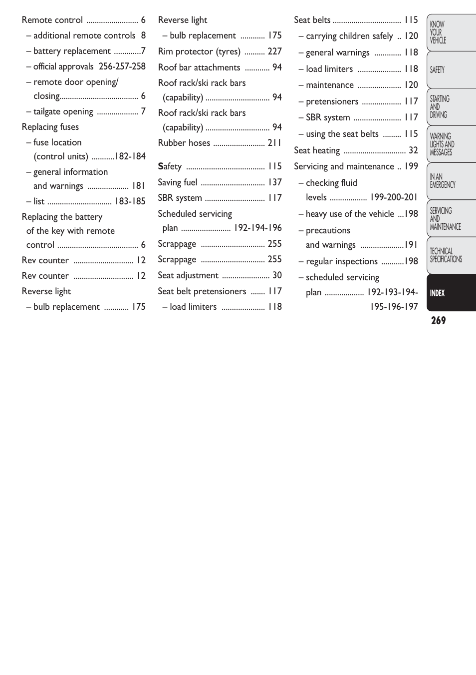 FIAT Nuovo Doblo' Panorama User Manual | Page 270 / 274