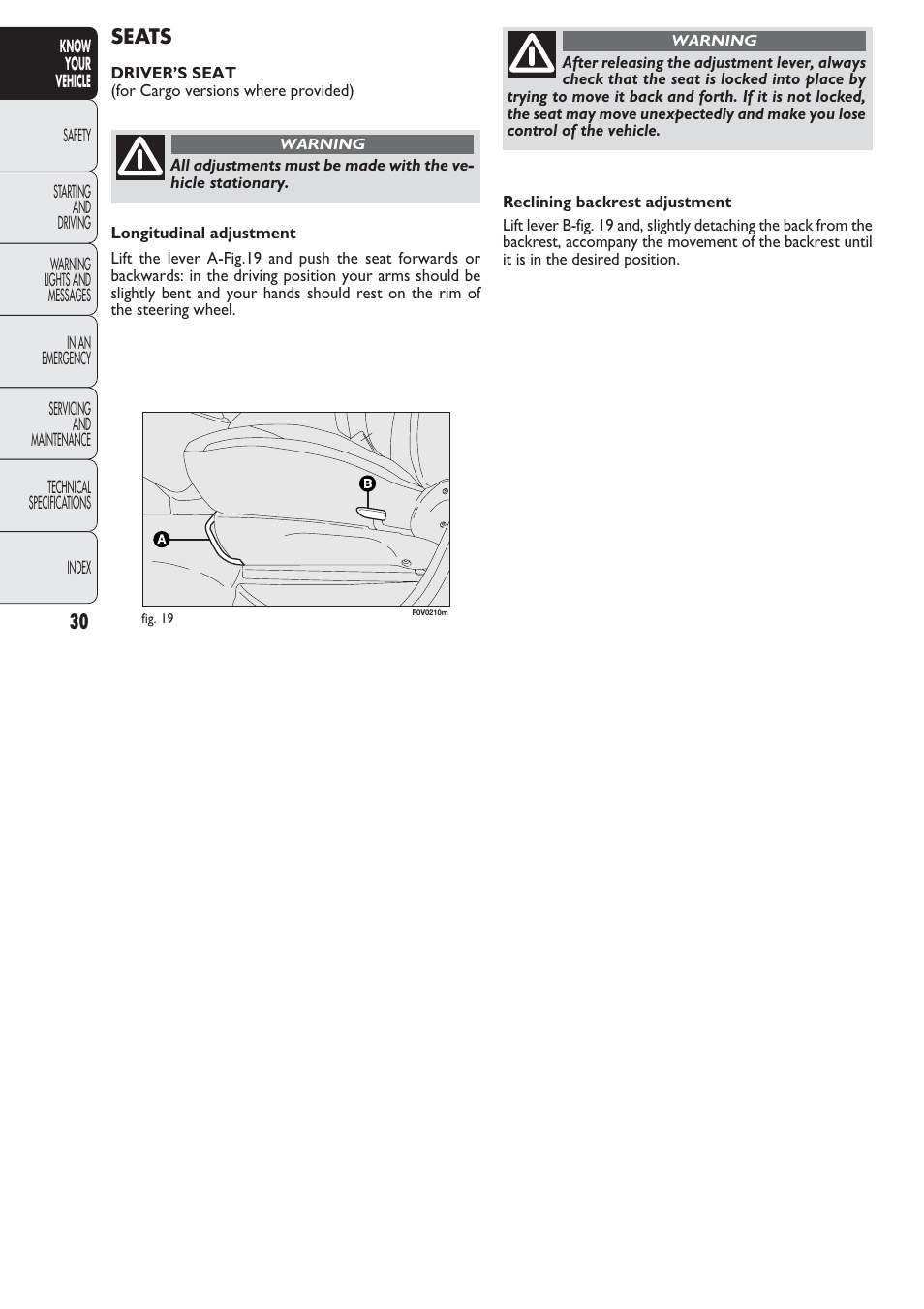 FIAT Nuovo Doblo' Panorama User Manual | Page 31 / 274