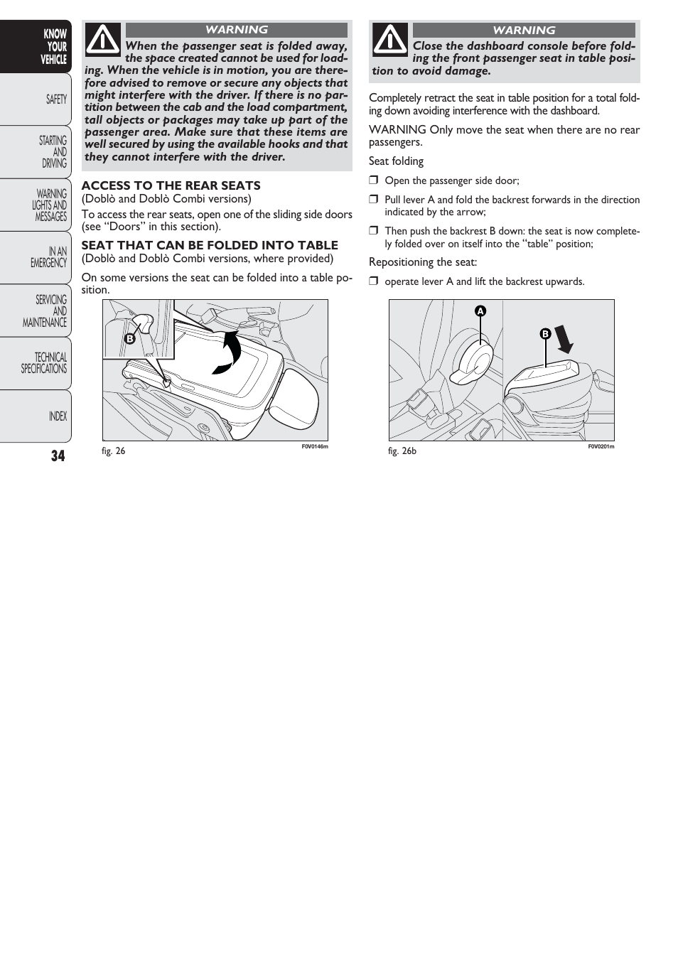 FIAT Nuovo Doblo' Panorama User Manual | Page 35 / 274