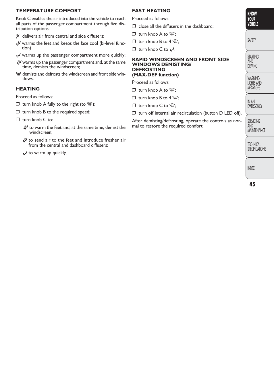 FIAT Nuovo Doblo' Panorama User Manual | Page 46 / 274