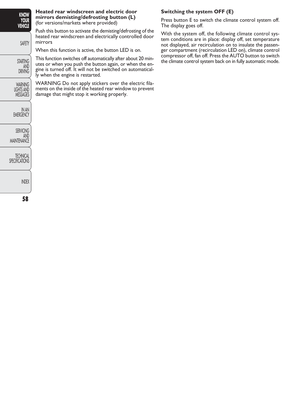 FIAT Nuovo Doblo' Panorama User Manual | Page 59 / 274