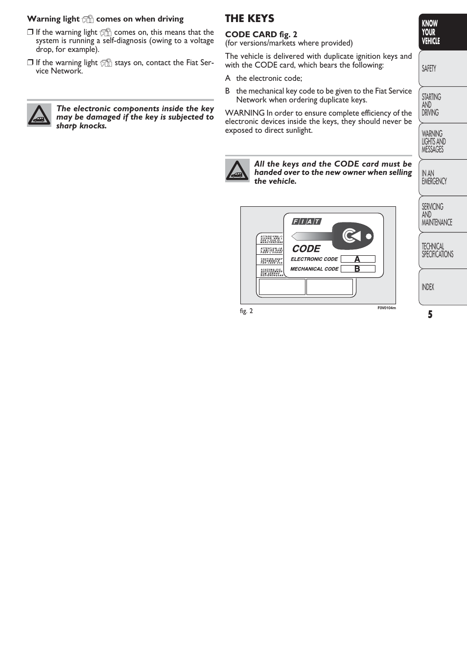 FIAT Nuovo Doblo' Panorama User Manual | Page 6 / 274