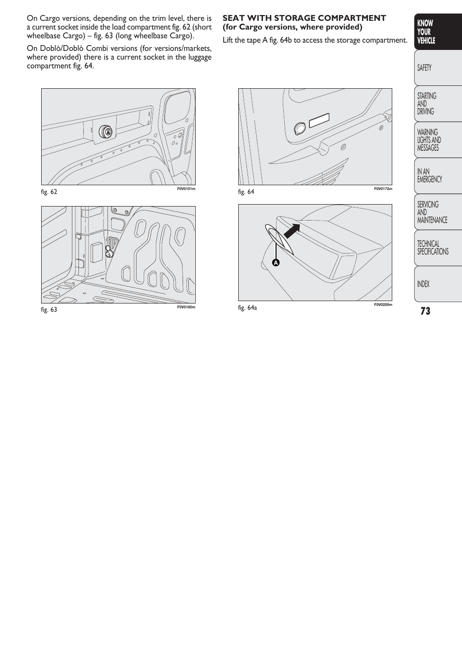 FIAT Nuovo Doblo' Panorama User Manual | Page 74 / 274