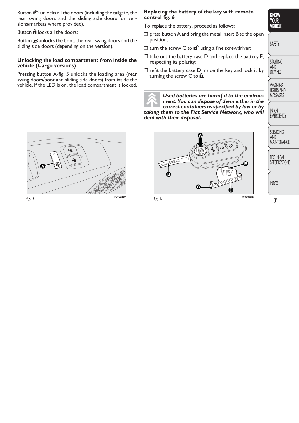 FIAT Nuovo Doblo' Panorama User Manual | Page 8 / 274