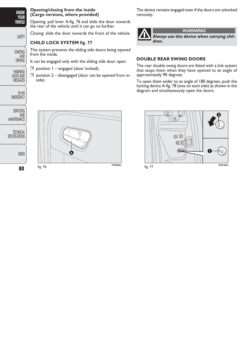 FIAT Nuovo Doblo' Panorama User Manual | Page 81 / 274