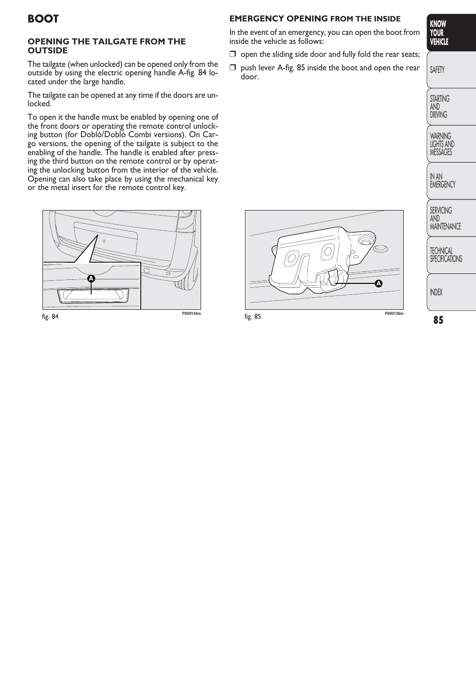 Boot | FIAT Nuovo Doblo' Panorama User Manual | Page 86 / 274