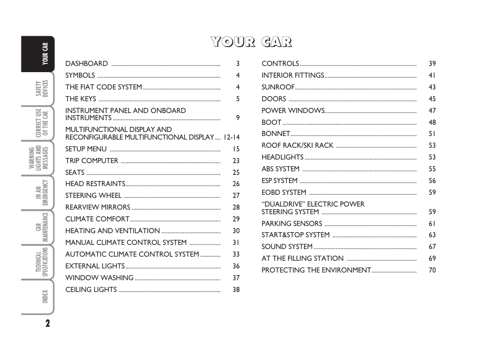 FIAT 500 User Manual | Page 3 / 186