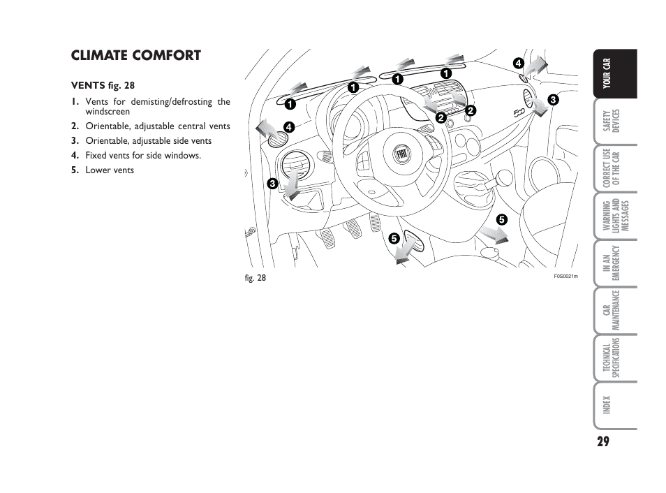 Climate comfort | FIAT 500 User Manual | Page 30 / 186