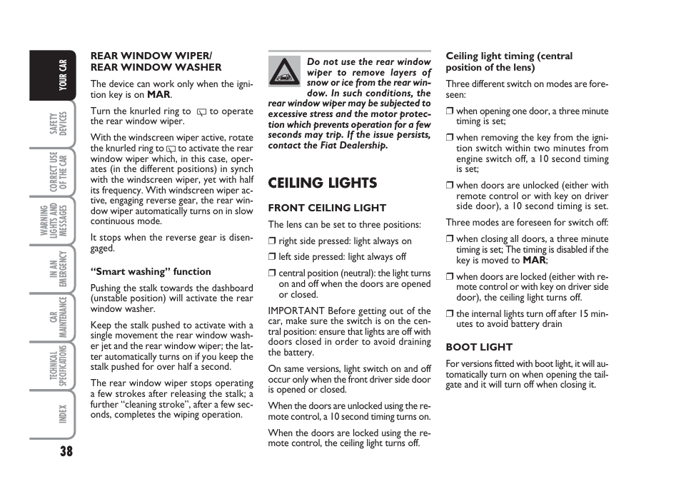 Ceiling lights | FIAT 500 User Manual | Page 39 / 186