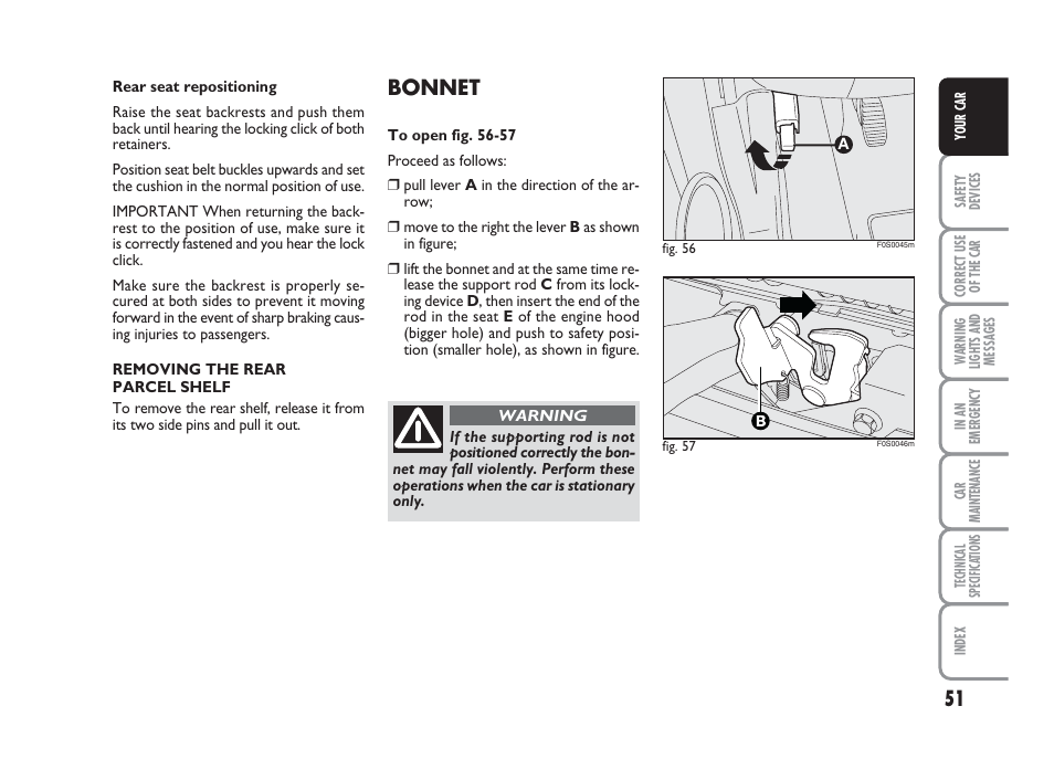 Bonnet | FIAT 500 User Manual | Page 52 / 186