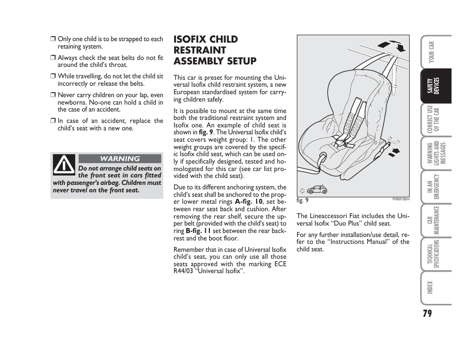 Isofix child restraint assembly setup | FIAT 500 User Manual | Page 80 / 186