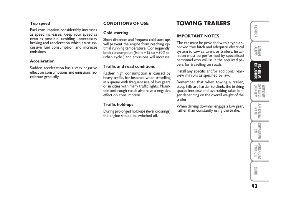 Towing trailers | FIAT 500 User Manual | Page 94 / 186