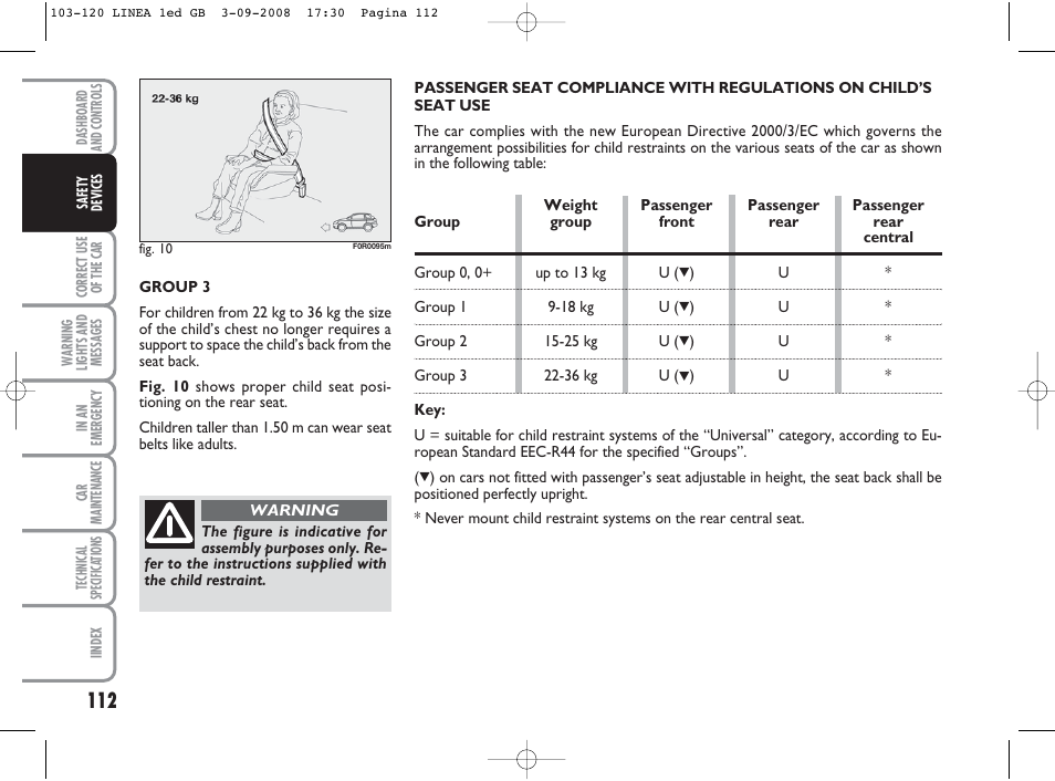 FIAT Linea User Manual | Page 113 / 234