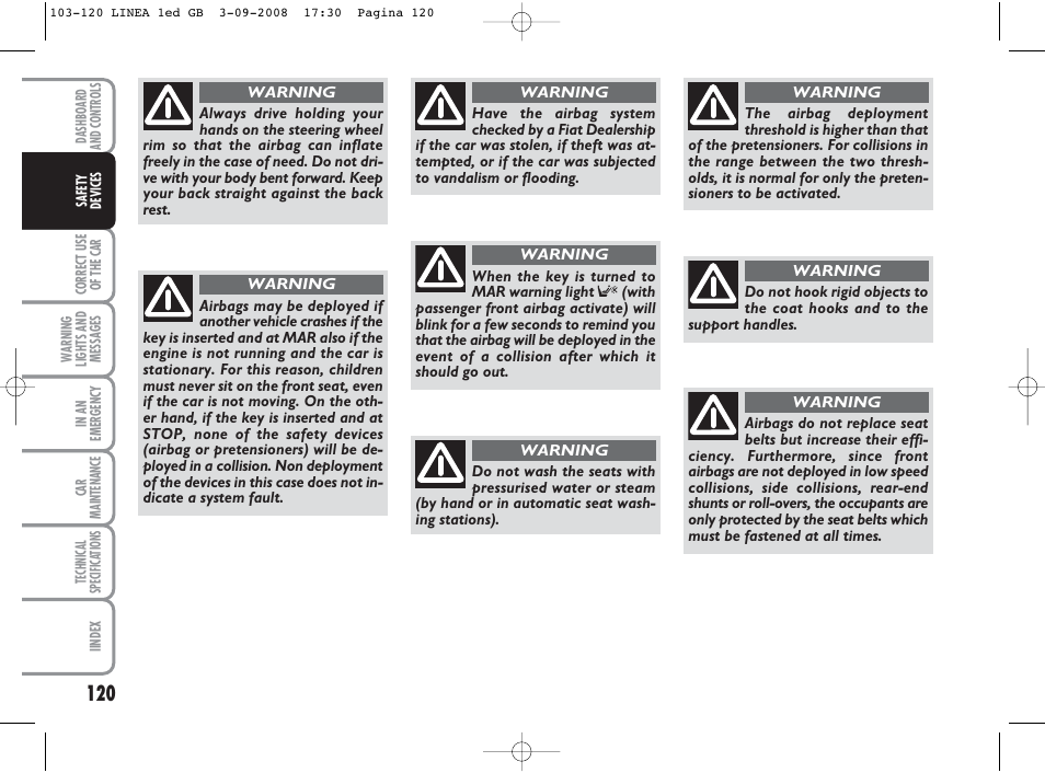 FIAT Linea User Manual | Page 121 / 234