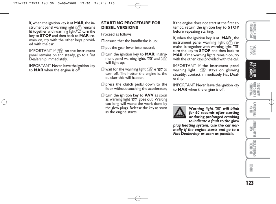 FIAT Linea User Manual | Page 124 / 234