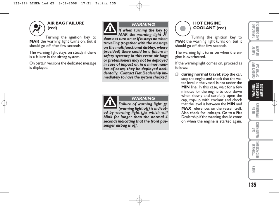 FIAT Linea User Manual | Page 136 / 234