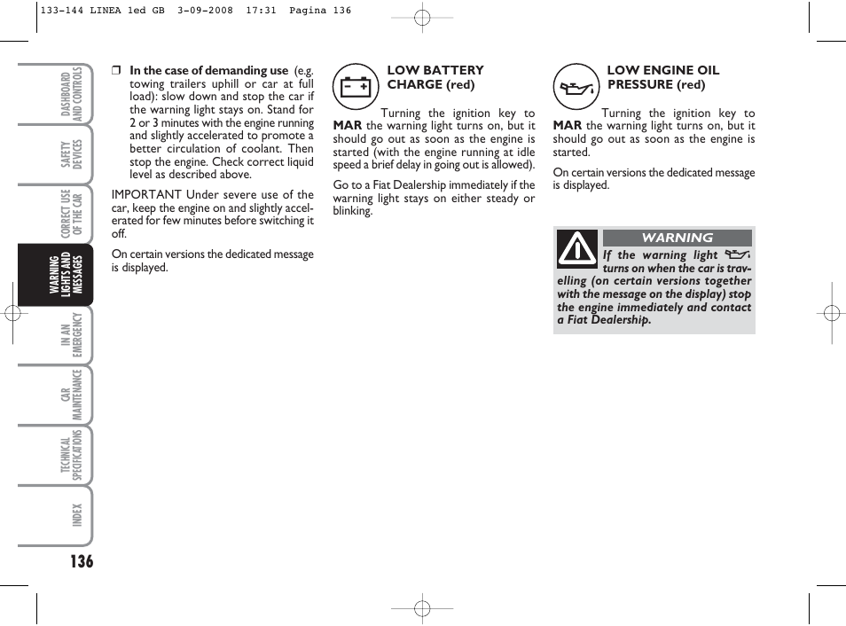 FIAT Linea User Manual | Page 137 / 234