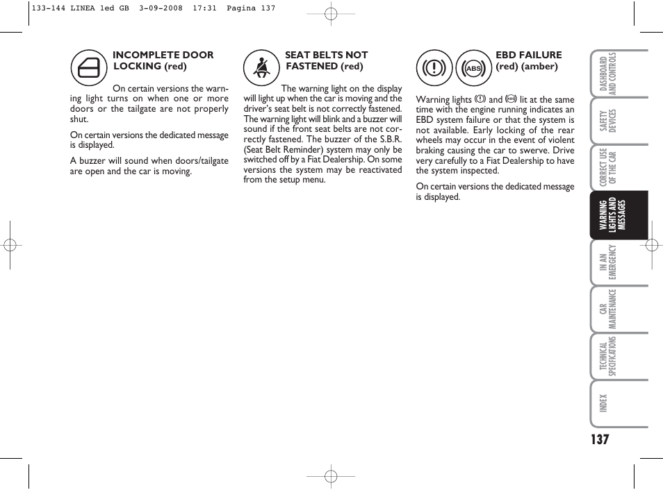 FIAT Linea User Manual | Page 138 / 234