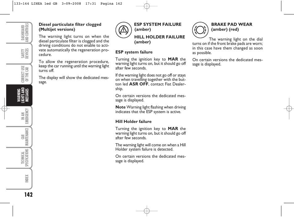 FIAT Linea User Manual | Page 143 / 234