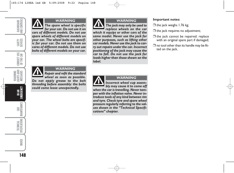 FIAT Linea User Manual | Page 149 / 234