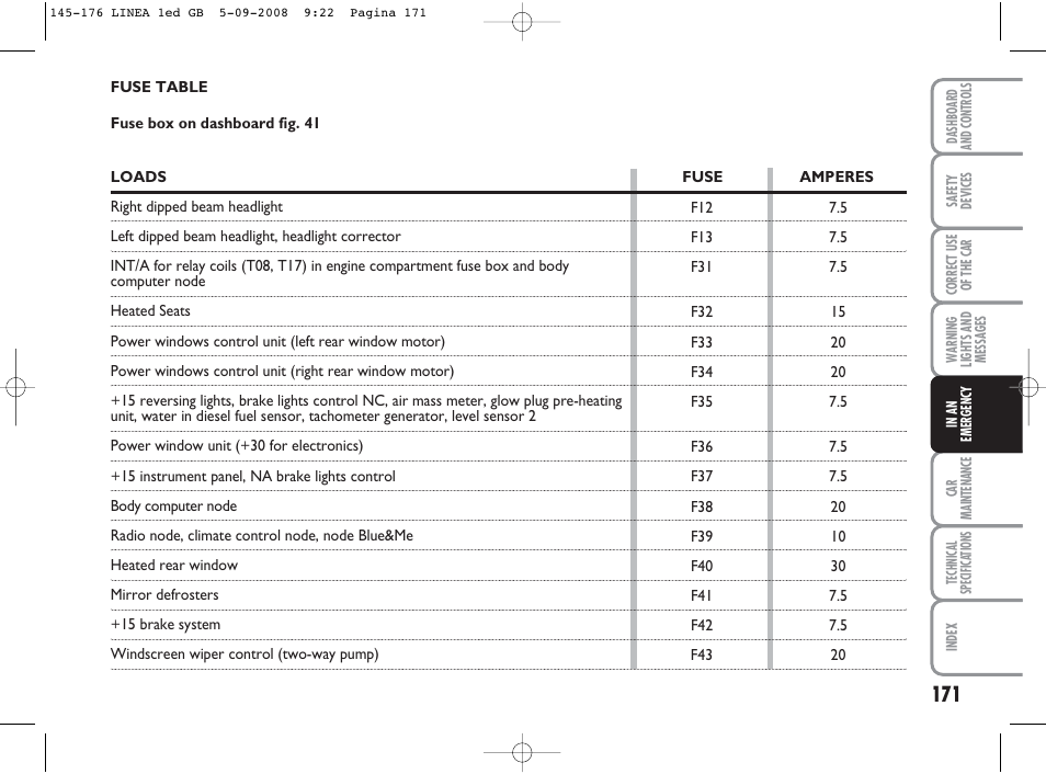 FIAT Linea User Manual | Page 172 / 234