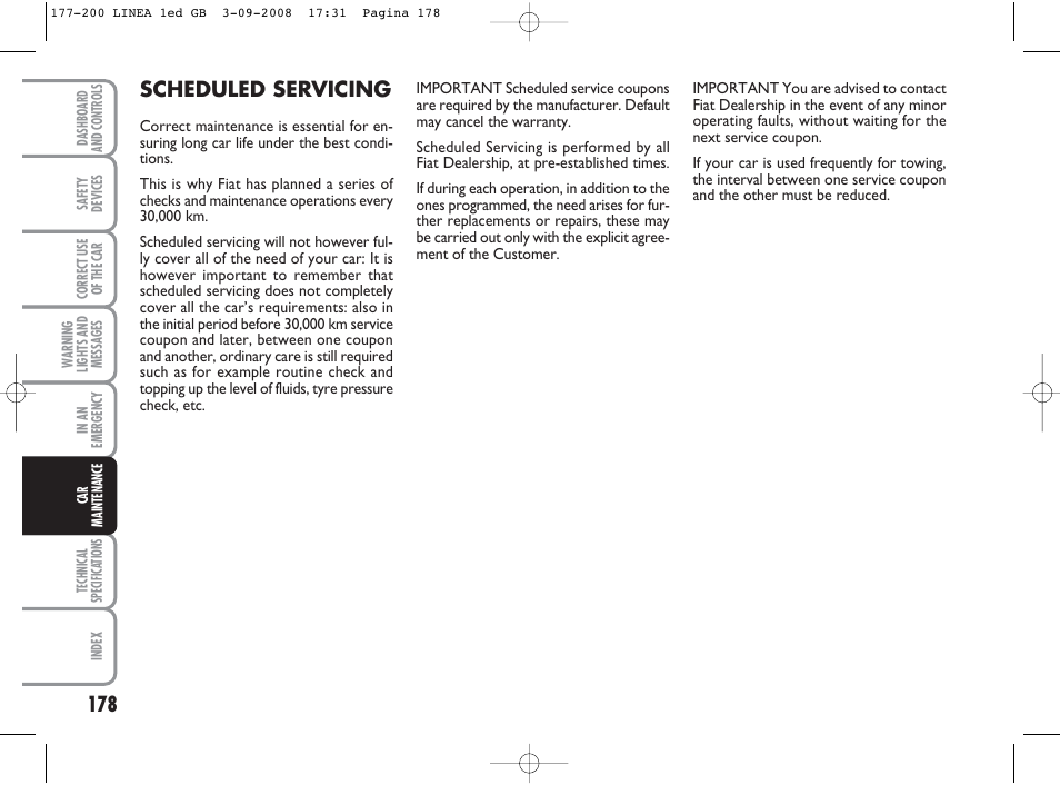 Scheduled servicing | FIAT Linea User Manual | Page 179 / 234