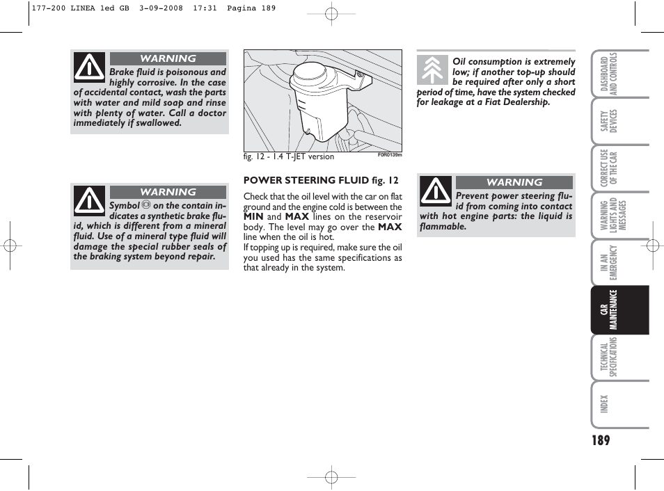 FIAT Linea User Manual | Page 190 / 234